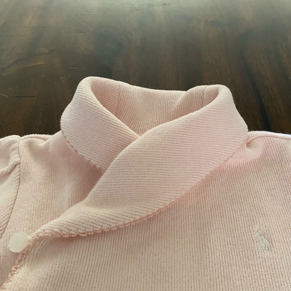 Ralph Lauren Pink Baby Girl French Rib Coverall